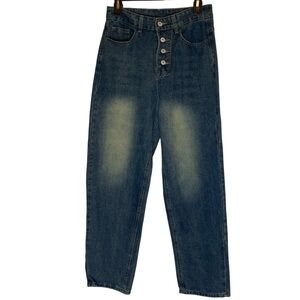 Jeans Brand Dark Wash Button Fly Wide Leg Denim Size Small